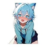 NXYRLGS 5.1' Cute Blue Cat Ears Femboy Anime Car Accessories Stickers Vinyl Windows Laptop Trunk Windshield Decals (B)