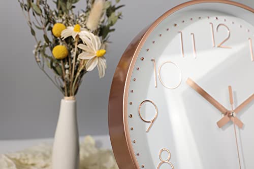 VOLANTIS 12 Inch White & Rose Gold Wall Clock - Image 6