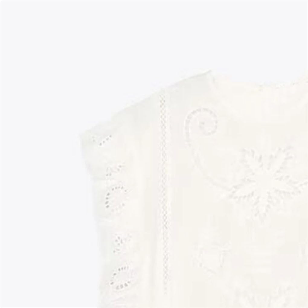 Women's Embroidered Hollow Round Neck Sleeveless T-Shirt