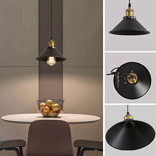 DELIPOP 3 Luces Lámpara Colgante Industrial Vintage, diseño Edison de metal, Metal Negro Lámparas de Araña Colgantes, E27 Iluminación de Techo Para Cocina, Comedor, Dormitorio, Café