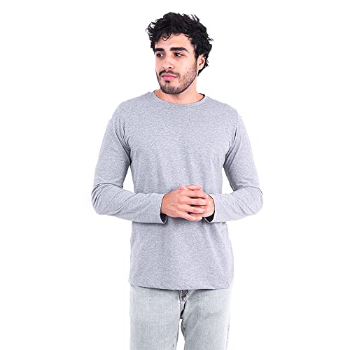 Kit 3 Camisetas Masculinas Manga Longa Algodão Premium (G, Preto, Cinza, Azul)