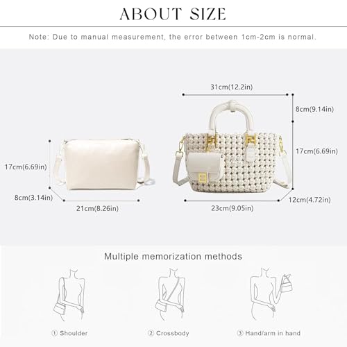 Woven Tote Bag For Women, Fashion Crossbody Shoulder Bag, Casual Top-handle Handbags, and Travel Purses Phone Bag3