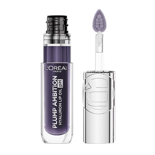 L'Oreal Paris Plump Ambition pH Hyaluron Lip Oil, Color Shifting Lip Tint with 24HR Hydration,...