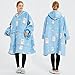 KFUBUO Wearable Blanket Hoodie for Adults Sherpa All Patterns Blue Cat Oversized Sweatshirt Blanket with Pockets Cute Gifts for Women