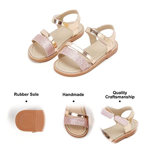 Image of Felix & Flora Toddler Girl Sandals - Little Girl Easter Dress Shoes Lightweight Open Toe Beach Holiday Flats