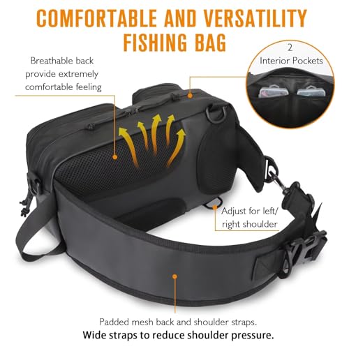 Dovesun Pochete de Pesca para Homem, Leve, Mochila de Cintura para Pesca, Repelente de Água, Pequena