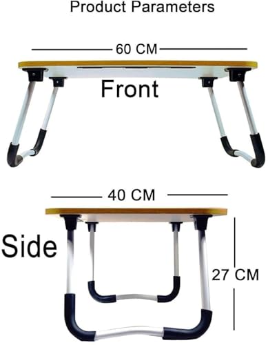 Image of RIVATR Stylish Multi-Purpose Portable Laptop Table, Foldable Wooden Desk for Bed Tray, Laptop Table, Study Table with Mug Holder, Ergonomic, Non-Slip Legs in Bed Table (BLACKKK)