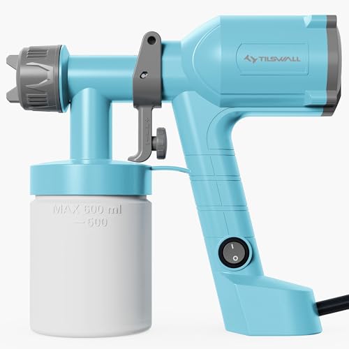 Tilswall Paint Sprayer,Upgraded Ultra-Light Electric Paint Spray Gun with 2 Nozzles & 3 Patterns Easy to Clean for Fences, Sheds, Walls, Ceilings, Furniture, Cabinets, Garden & DIY, Pink