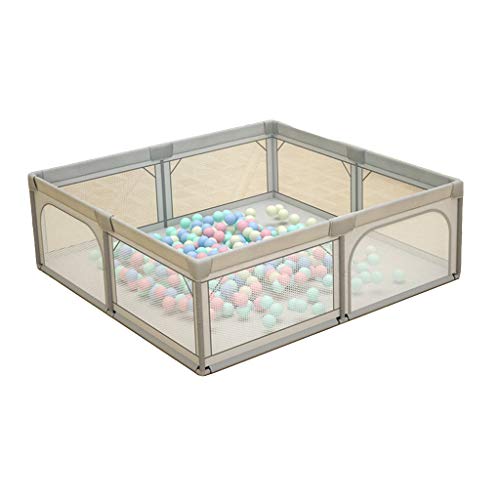 Aufun Babybox, afsluitrooster, L peuters, grote veiligheidsspeelplaats, beschermrooster, kruiphek voor kinderen, donkergrijs (127 x 127 x 68 cm