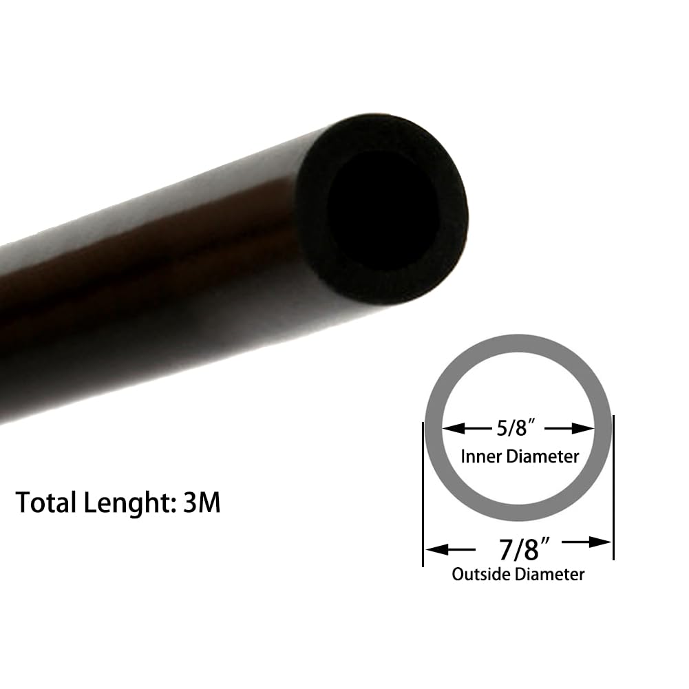 Tubo de silicona de grado alimenticio negro de 5/8 pulgadas de diámetro interior x 7/8 pulgadas de diámetro exterior de 10 pies, tubo de manguera de silicona pura de alta temperatura para