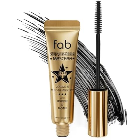 Fab Superstar Mascara: Waterproof Volumizing High Lash Lift Beauty Mascara: Black Liquid Mascara for Bold Volume and Length - Infused with Keratin and Biotin for Longer, Better Defining Lashes - 10ml Cover