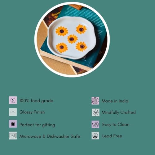 Image of WEAVING HOMES Surajmukhi Handmade Dessert Plate, Size: 11 cm Microwave & Dishwahsher Safe (Set of 1)