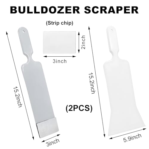 Image of 2 PCS Bulldozer Squeegee, Long Handle Flat Glass Tinting Tools for Automotive Front & Back Window, Plastic Wrapping Windshield Paddle Squeegee for Vehicle Cleaning, Car Accessories (Gray+White)