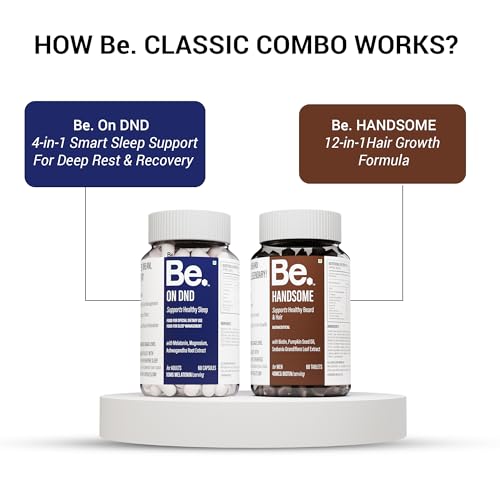 Image of Be Classic | Sleep & Biotin Supplement Bundle | Supports Deep Restorative Sleep, Beard Growth & Hair Strength | Ashwagandha Melatonin Sleep Aid + Biotin Tablets with Pumpkin Seed Oil | 60 + 60 Caps