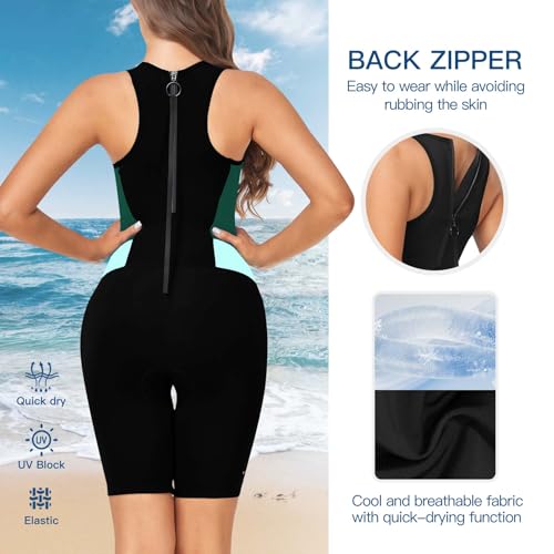 DIFOS Fato de triatlo feminino, peça única, sem mangas, tri-terno, secagem rápida, acolchoado, 3D, r