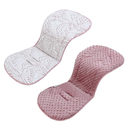 LAT Colchoneta Silla Paseo, Almohadilla Reversible para Cochecitos, Cojín Doble Cara para Silla de Auto y Carrito, Suave y Transpirable, Funda Universal para Bebés y Niños Pequeños (Gota Roja)