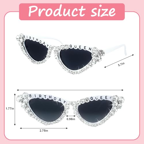 Birthday Girl Sunglasses for Women,Heart Shaped Glitter Sunglasses,Cute Birthday Glasses with Rhinestones for Bachelorette,Bridal Shower & Party Favors2