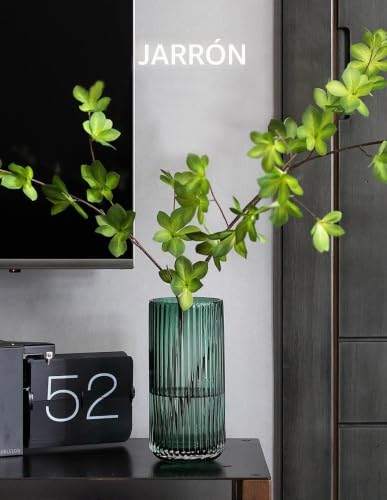 Jarrón de vidrio verde grueso para evitar vuelcos en decoración de estantes con flores 4