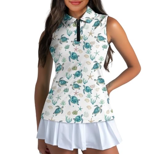 Women's Golf Shirts Sleeveless with Collar Moisture Wicking Tennis Tank Tops Athletic Shirt Golf Activewear3