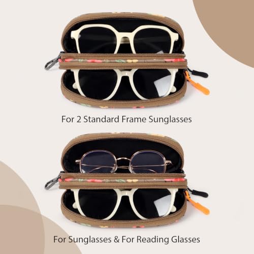 Image of Double Eyeglasses Case Soft with Zipper & Clip for Men Women
