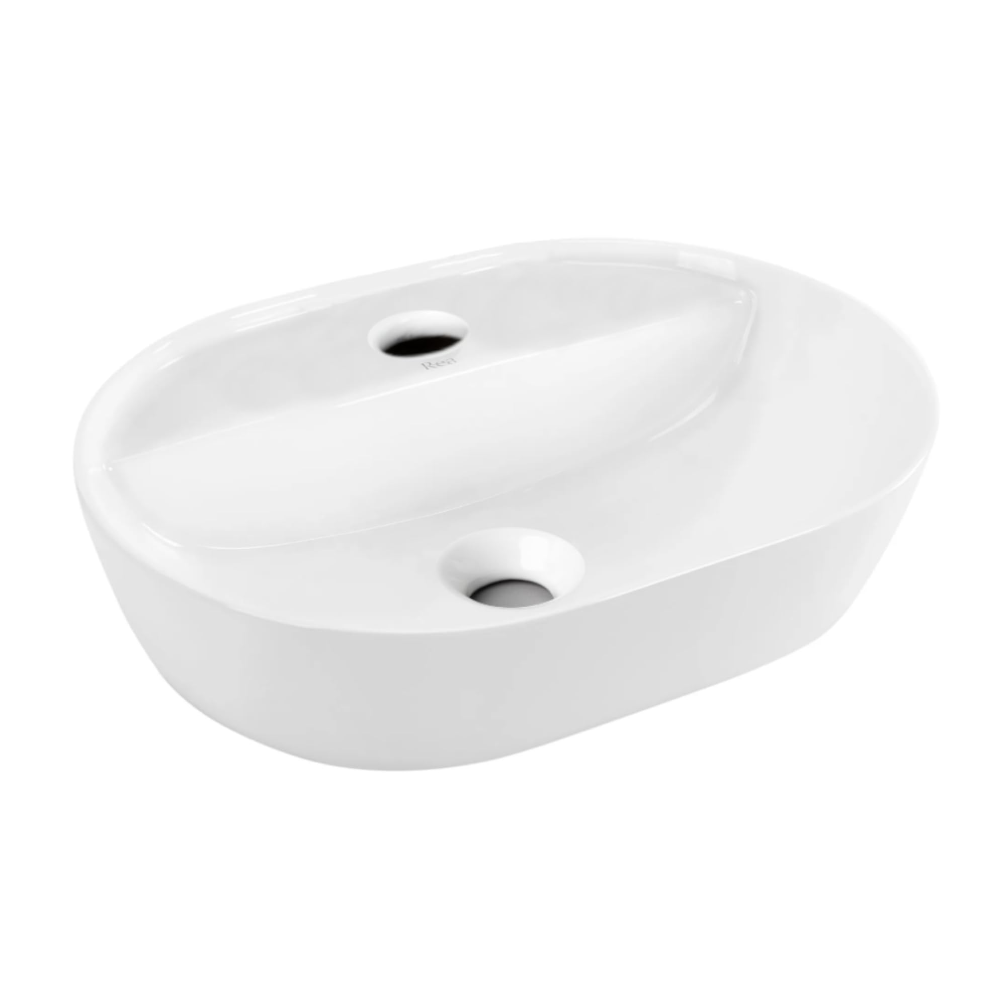 VBChome Lavabo 42 x 30 cm en céramique blanche ovale avec trou pour robinet, lavabo de pose, lavabo de salle de bain en céramique