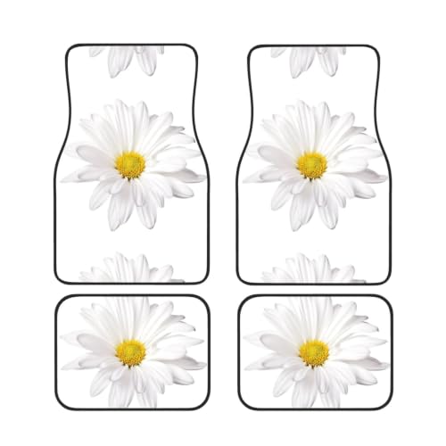 Alfombrillas para coche en juego de 4 piezas lavables de neopreno con estampado de margaritas