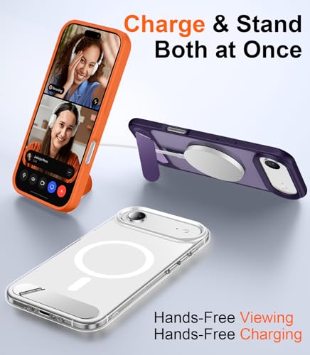 Image of Designed for iPhone Air Case, [Built-in Invisible Kickstand][Compatible with MagSafe][Military Grade Shockproof] Slim Thin Phone Case 6.5 inch (Clear)