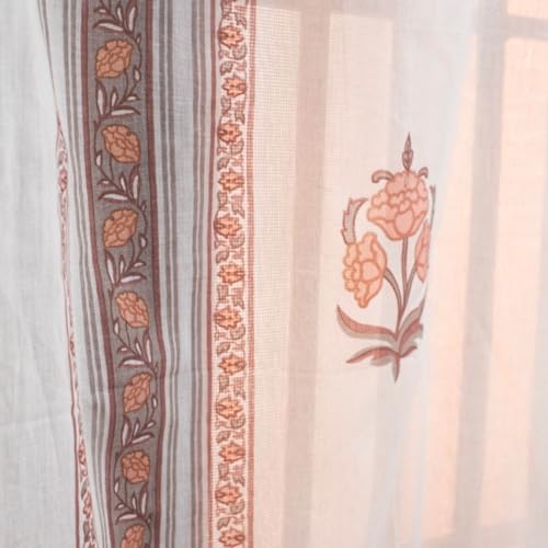 Image of Peepul Tree Pure Cotton and fine Mulmul Curtain Set of 2 Handwoven and 2 Sheer Curtains| Dusty Pink and Off-White | 8 ft | Set of 4 | Royal Courtyards Collection
