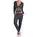 Produktbild Keepmoving 2tlg Set Damen Leopard Jogginganzug Sportkleidung Training Hausanzug Fitness Hoodie Cardigan (Schwarz, S)