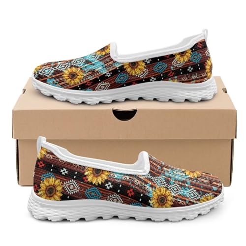 Women' Slip on Flats Mesh Sock Sneakers Lightweight Round Toe Loafer Shoes Western Style Walking Tennis Shoes3