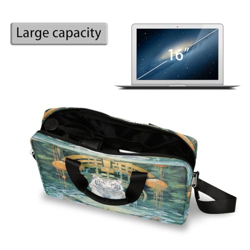Maletín portátil con diseño de tigre blanco para laptop 15.6-16 pulg miniatura 5