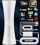 2021 Upgraded HD Digital TV Antenna Up to 300 Miles Range, Support 4K 1080P & All Old TVs 360° Reception, Indoor/Outdoor Digital Antenna with Smart Amplifier Signal Booster/33ft Coax Cable (White)