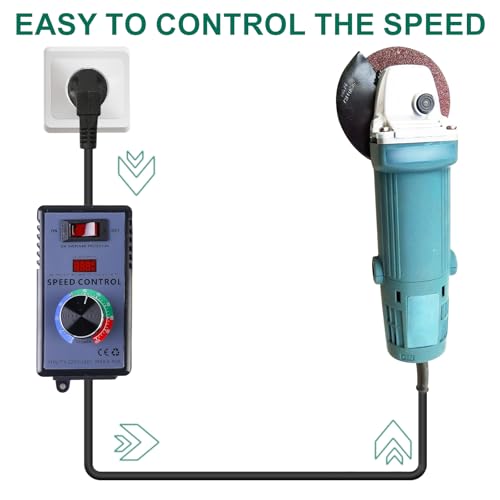GOMETY Drehzahlregler, AC 220V 15A 4000W Elektronischer Spannungsregler mit Überlastschutz, Temperatur Motor Drehzahlregler für Winkelschleifer Bläser Handbohrer Kreissägen Dimmer EU Stecker