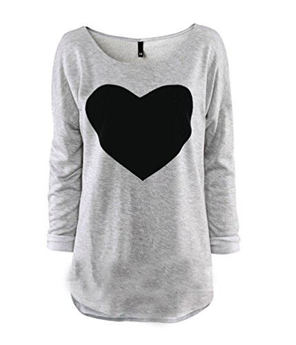 Aimerfeel Tapas de Las Mujeres de Color Gris de Manga Larga Jersey con el corazón del Amor del diseño del tamaño 40-42