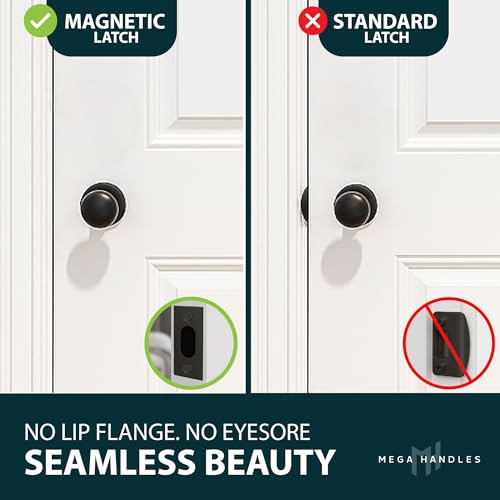 Magnetic Door Latch & Catch, Silent No-Slam, Mega Handles, Square Spindle - image 6