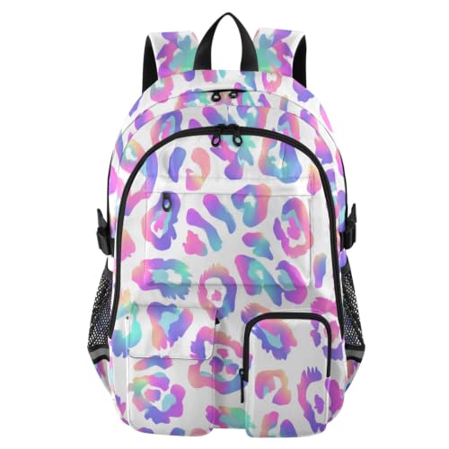 Mochila de viaje para laptop y escapadas de fin de semana con diseño leopardo neón