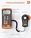 Dr.meter LX1330B Digital Luxmeter, 0-200.000 Messbereich Luxmeter mit 360° Drehbarem Sensor Beleuchtungsintensität Helligkeitsmessung für Innen und Außen, Lichtmessgeräte für Pflanzen