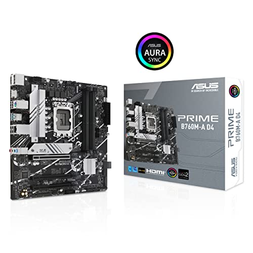 Image of ASUS Prime B760M-A D4 Intel B760 (LGA 1700)(13th and 12th Gen) mATX Motherboard, PCIe 4.0, 2xM.2 Slots,2.5Gb LAN, DisplayPort,Dual HDMI,Rear USB 3.2 Gen 2, Front 1 Type-C, Aura Sync