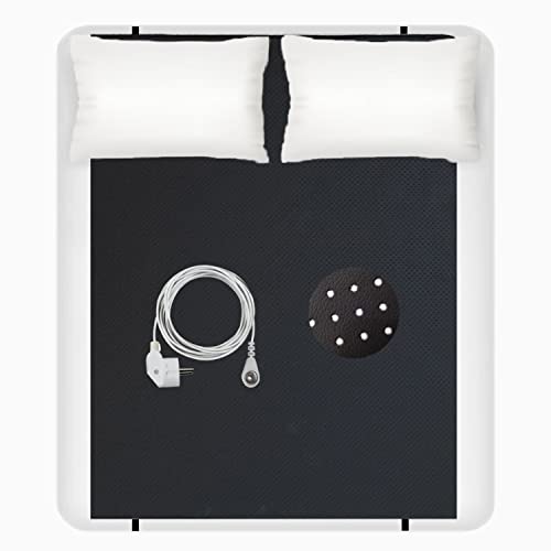 NGLVKE Colchoneta de tierra transpirable para un mejor sueño (137 x 180 cm), colchón antisuciedad para suelo con cable de conexión de la UE de 15 pies, color negro Cover