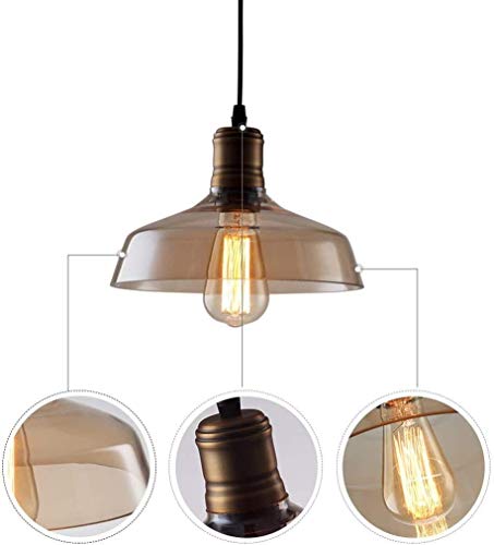 Lámpara de techo vintage industrial ajustable E27 de vidrio retro para loft y bar 6