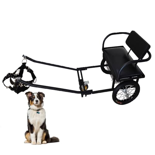 JIYCD Dogs Pull Carts Dog Trailer for 22lb-132lb Dogs, Detachable Dog Carts for Dogs to Pull People with Harness and Seats, Load Capacity 100kg, Easy to Install(Size:22lb-88lb)