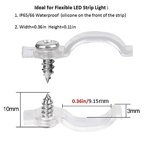 DEMASLED LED Streifen Clips – 100 Stück Mit Schrauben – Für 8mm Breite Lichtbänder, Nicht Wasserdicht