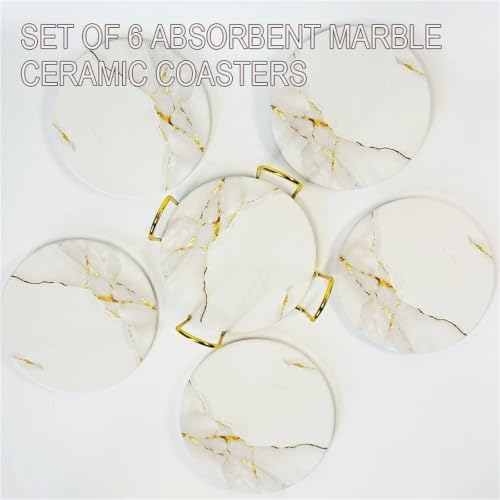 Sous-verres céramique marbre x6 avec support pour table basse - 3