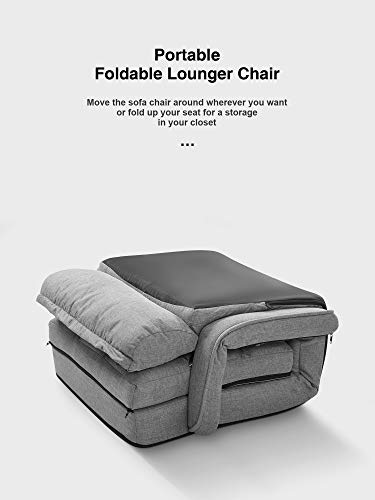 Kealive Floor Chair Indoor Adjustable 6-Position Chaise Lounge Folding Padded Gaming Chair Portable Lazy Sofa Lounger Bed with Armrests and a Massage Pillow (Gray)