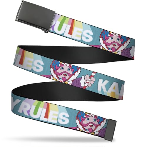Buckle-Down Hasbro Belt, Flip Web Belt Candy Land Kandy Rules King Kandy Teal/Multi Color