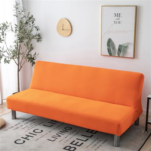 Xisnuient Elástica Funda De Sofá Cama De 3 Plazas Sin Brazos De Color Sólido, Funda De Futón Antideslizante Funda De Sofá Plegable Sin Sofá Reposabrazos (Naranja,S(120-155CM))