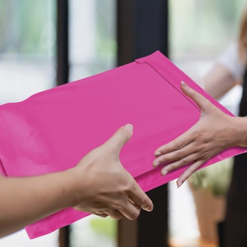 Image of Pink Poly Mailers 14.5x19 Inch, 500 Pack | Self-seal shipping bags with secure adhesive; for small business, clothing, towels, accessories, and bulk packing