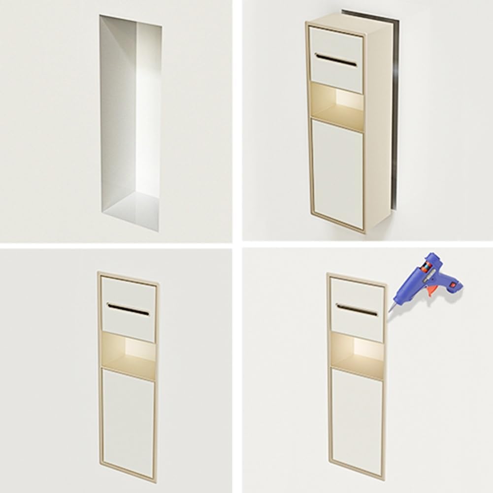 Gold Stainless Steel Recessed Shower Niche - Waterproof Bathroom Storage for Toiletries, Toilet Paper & Built-in Trash Can - Sleek Alcove Rack for Home & Hotel Use