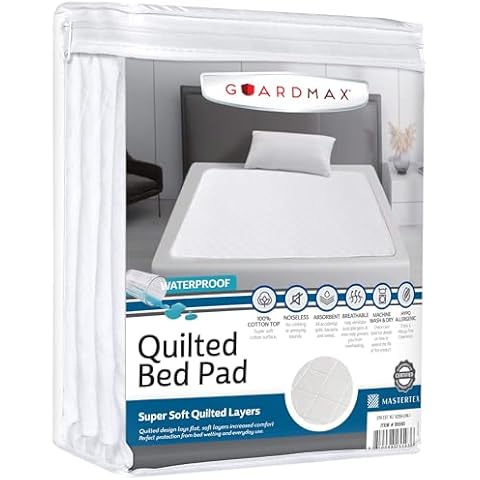Guardmax Waterproof Incontinence Quilted Bed Pad - Washable & Absorbent Bed Pad for Elderly, Adults, Kids, and Pets. Reuseable Underpad Remains Soft and Comfortable After Every Wash. (36X 52) Cover