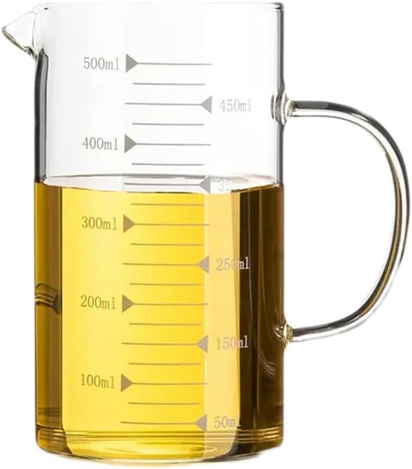 Glass Measuring Cup With Scale Milk Cup High Temperature Resistant Household Kitchen Baking Beaten Egg Cup Measuring Water Cup (Size : 500ML)